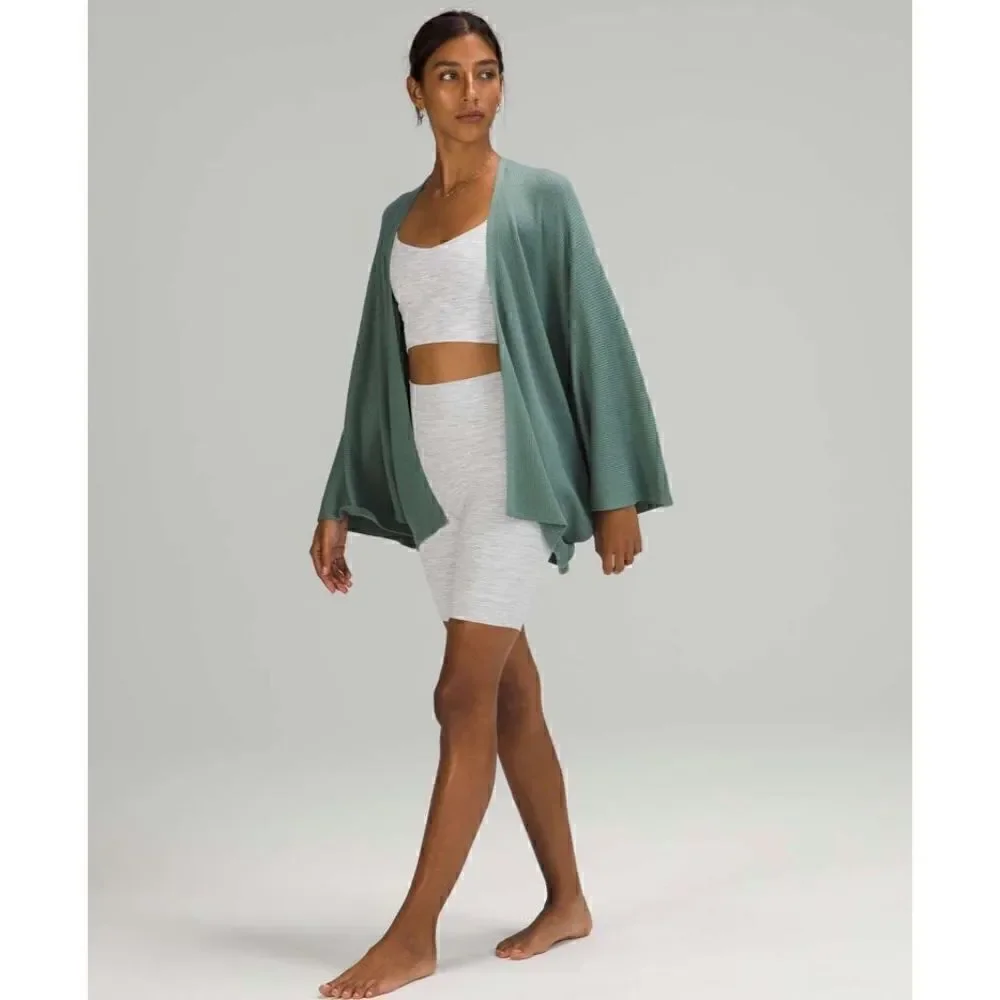 NWOT Lululemon Cashlu Knit Textured Wrap in Tidewater Teal M/L